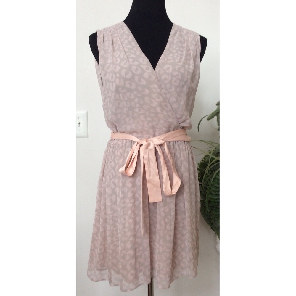 Armani Exchange Women's Blush Chiffon 100% Polyester Belted Dress Sz 8 EUC! $140